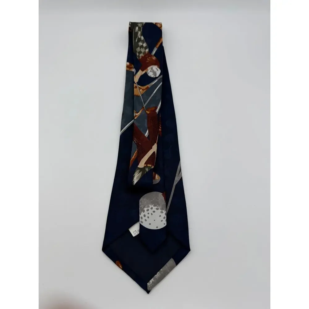 Vintage Next Blue Brown and Gray Handmade‎ Golf Design Silk Dress Suit Neck Tie